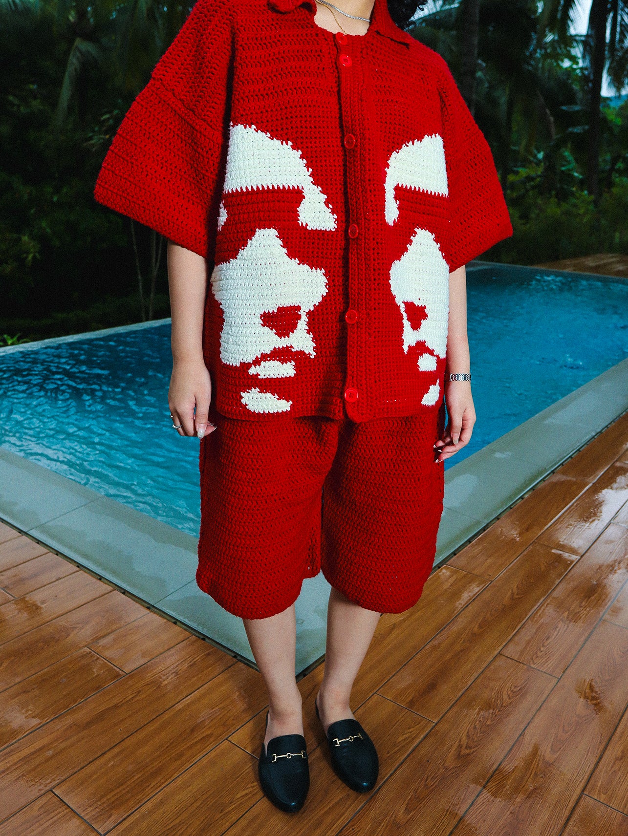 Dos Mil Red Crocheted Short
