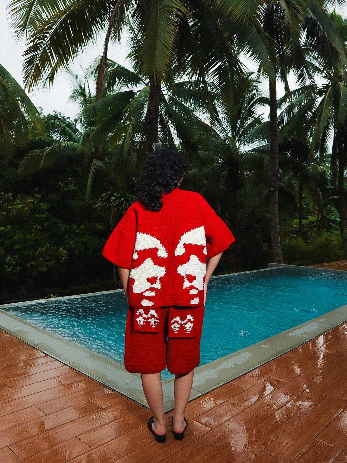 Dos Mil Red Crocheted Polo
