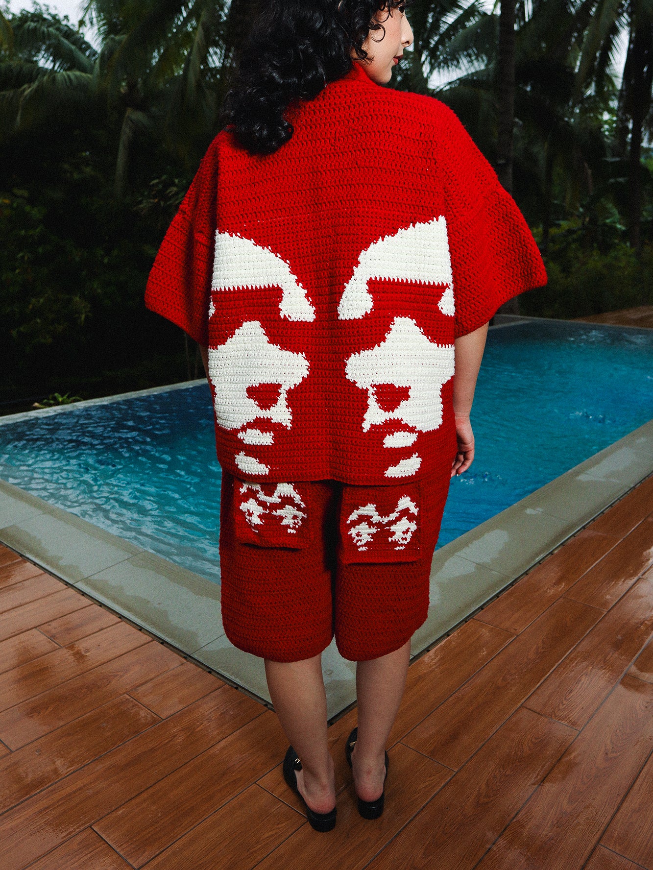 Dos Mil Red Crocheted Short