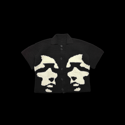Dos Mil Black Crocheted Polo