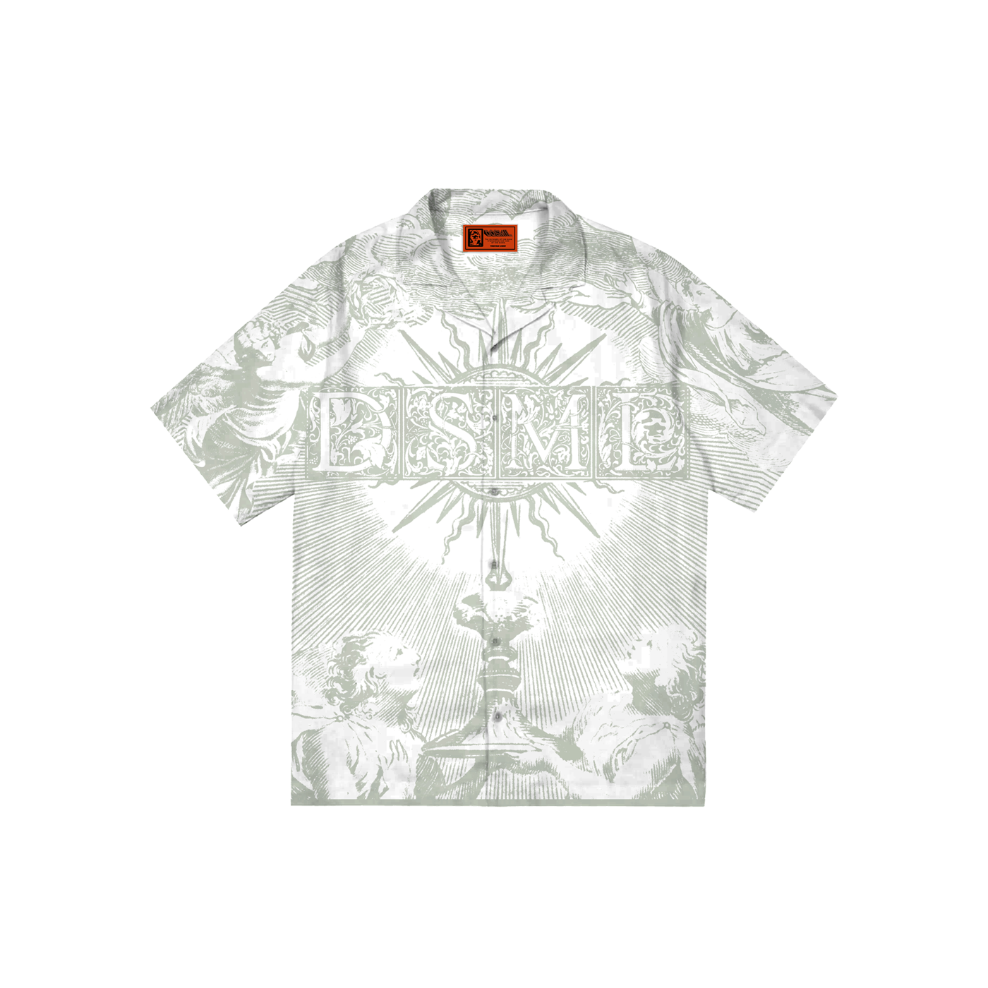 Dosmil Holy Grail Button-Up Short Sleeve Shirt (White & Green)