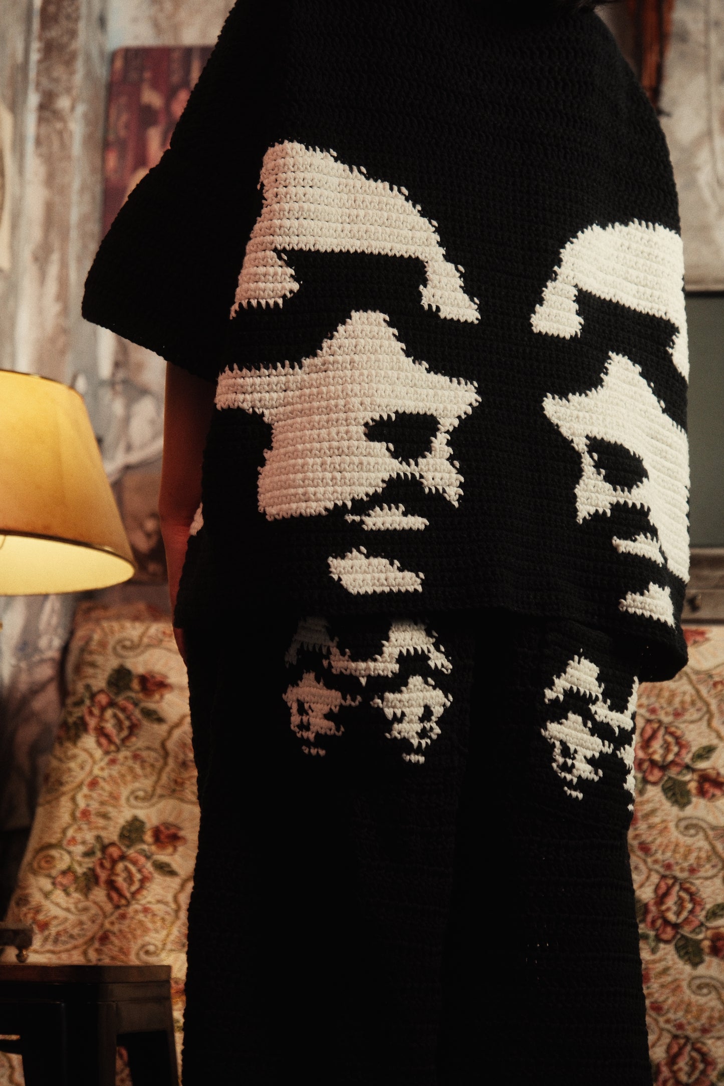 Dos Mil Black Crocheted Polo